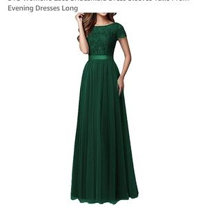 Hunter Green Lace Bridesmaid Dress